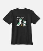 تیشرت مشکی نخ پنبه طرح سگ و گربه - Image 16