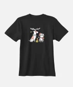 تیشرت مشکی نخ پنبه طرح سگ و گربه