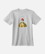 تیشرت طوسی نخ پنبه طرح فانتزی