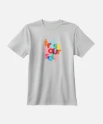 تیشرت طوسی نخ پنبه طرح فانتزی