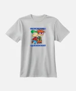 تیشرت طوسی نخ پنبه طرح فانتزی