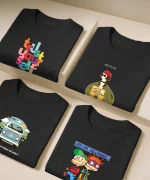 تیشرت مشکی نخ پنبه طرح فانتزی