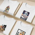 تیشرت سفید نخ پنبه طرح انیمه