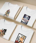 تیشرت سفید نخ پنبه طرح انیمه