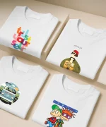 تیشرت سفید نخ پنبه طرح دار