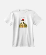 تیشرت سفید نخ پنبه طرح فانتزی