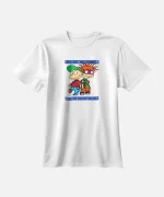 تیشرت سفید نخ پنبه طرح فانتزی