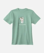 تیشرت سبز آبی نخ پنبه طرح سگ و گربه