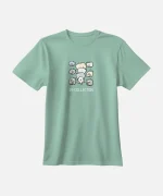 تیشرت سبز آبی نخ پنبه طرح سگ و گربه