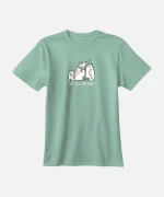 تیشرت سبز آبی نخ پنبه طرح سگ و گربه