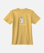 تیشرت نخودی نخ پنبه طرح سگ و گربه