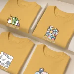 تیشرت نخودی نخ پنبه طرح سگ و گربه