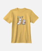 تیشرت نخودی نخ پنبه طرح سگ و گربه