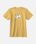 تیشرت نخودی نخ پنبه طرح سگ و گربه