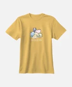 تیشرت نخودی نخ پنبه طرح سگ و گربه