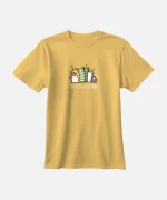 تیشرت نخودی نخ پنبه طرح سگ و گربه