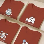 تیشرت آجری نخ پنبه طرح سگ و گربه