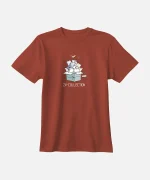 تیشرت آجری نخ پنبه طرح سگ و گربه