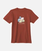 تیشرت آجری نخ پنبه طرح سگ و گربه