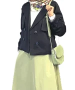 ترنچ کت سورمه ای یقه انگلیسی مدل تهران