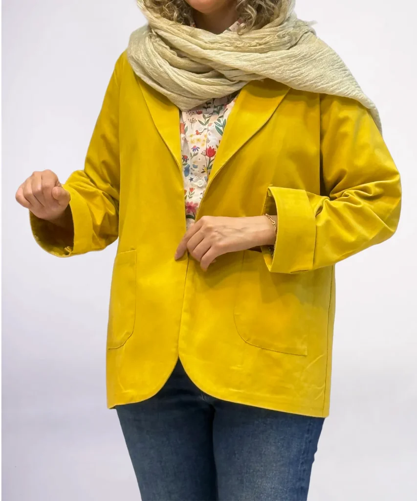 کت کتان جلوباز مدل نیلی