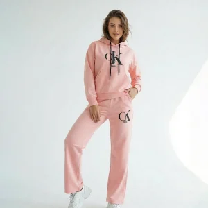 هودی شلوار کلاهدار چاپ CK - گلبهی