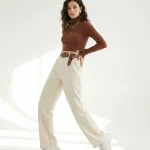 کراپ کبریتی یقه اسکی مچ فینگر - قهوه ای