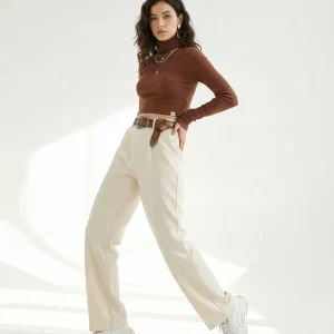 کراپ کبریتی یقه اسکی مچ فینگر - قهوه ای